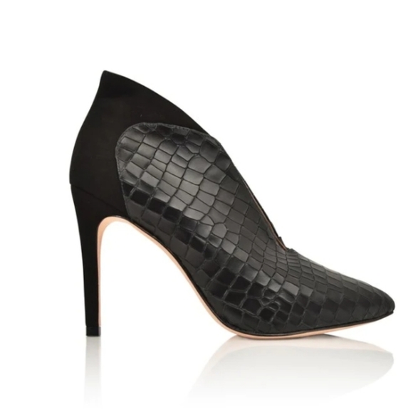 Joan OLOFF DORSEY BLACK SOFT PATENT/BLACK KID SUEDE - 8.5 M - Picture 6 of 16